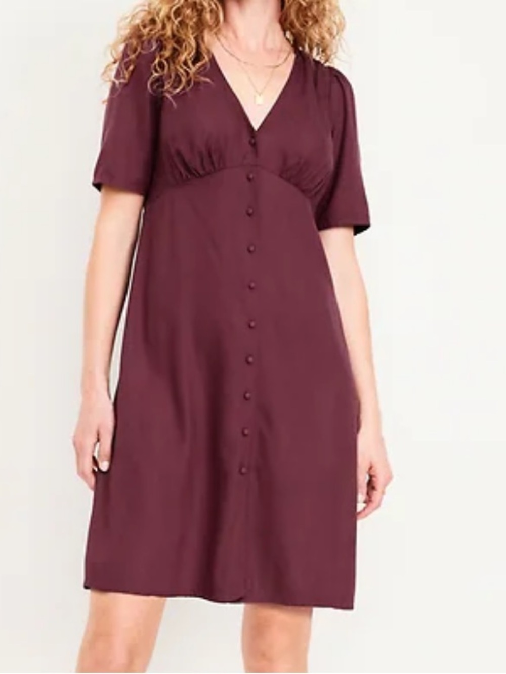 Old Navy V-Neck Button-Front Mini Dress - Burgundy